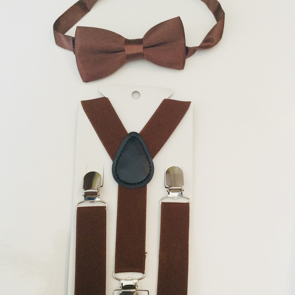 NEW🐻BROWN🐻SUSPENDER’S & BOW TIE SET